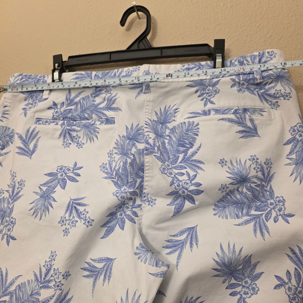 Talbots Relaxed Chino Pants Womens 14 Blue White Tropical Floral Botanical Print - Picture 4 of 8